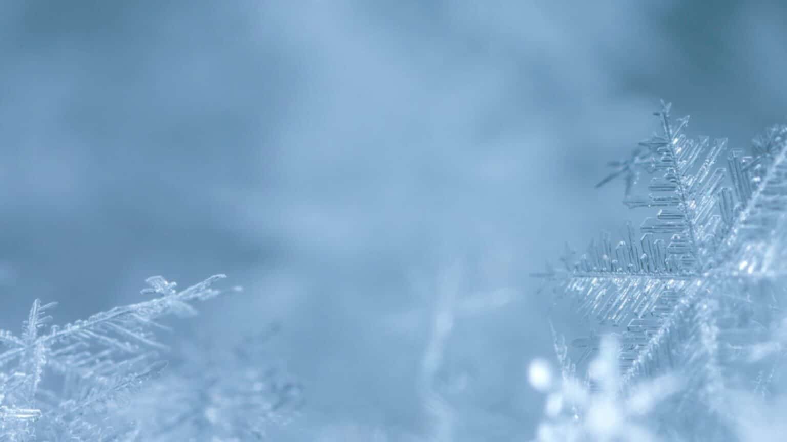 Schneekristall auf blauem Hintergrund